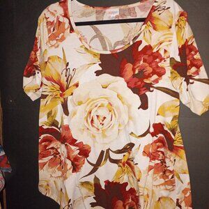 LuLaRoe women's short-sleeve t-shirt featuring multi-color floral print size XL